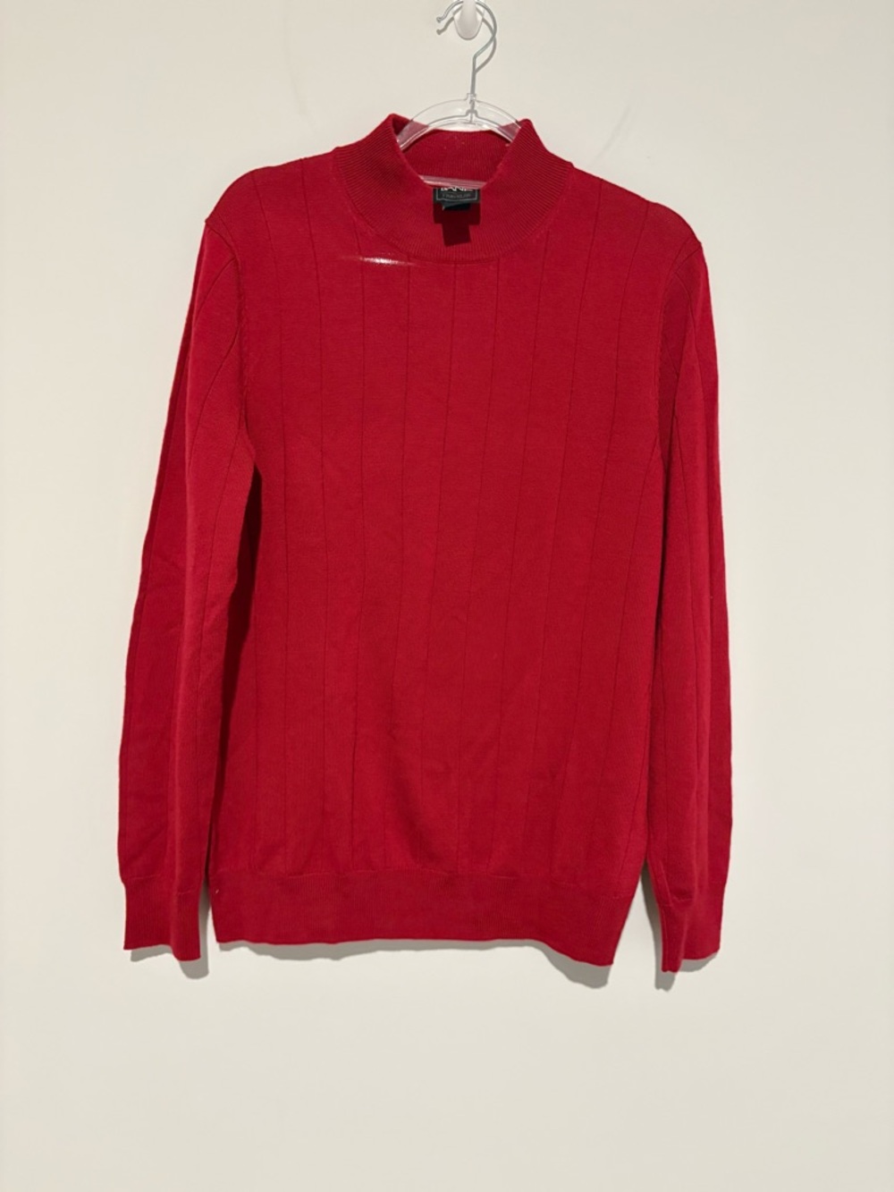 Jos A bank traveler Classic Men's‎ Ribbed Mock Neck merino wool Sweater red M